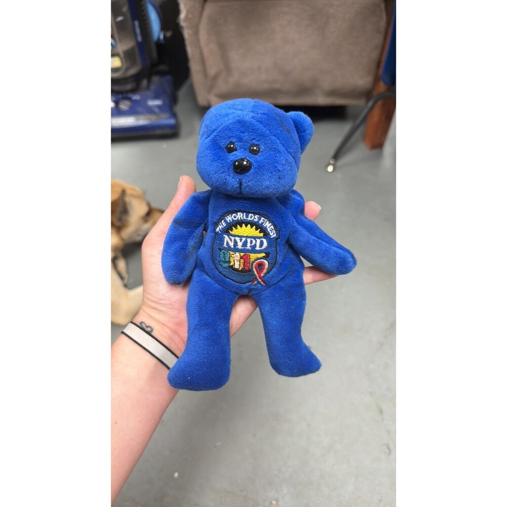 Vintage NYPD 9/11 Memorial Plush Bear Blue